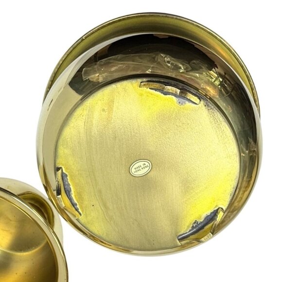 Vtg Set of 3 Brass Footed Bowl Cachepot / Planter / Trinket Dish Lacquered MCM - Picture 6 of 6